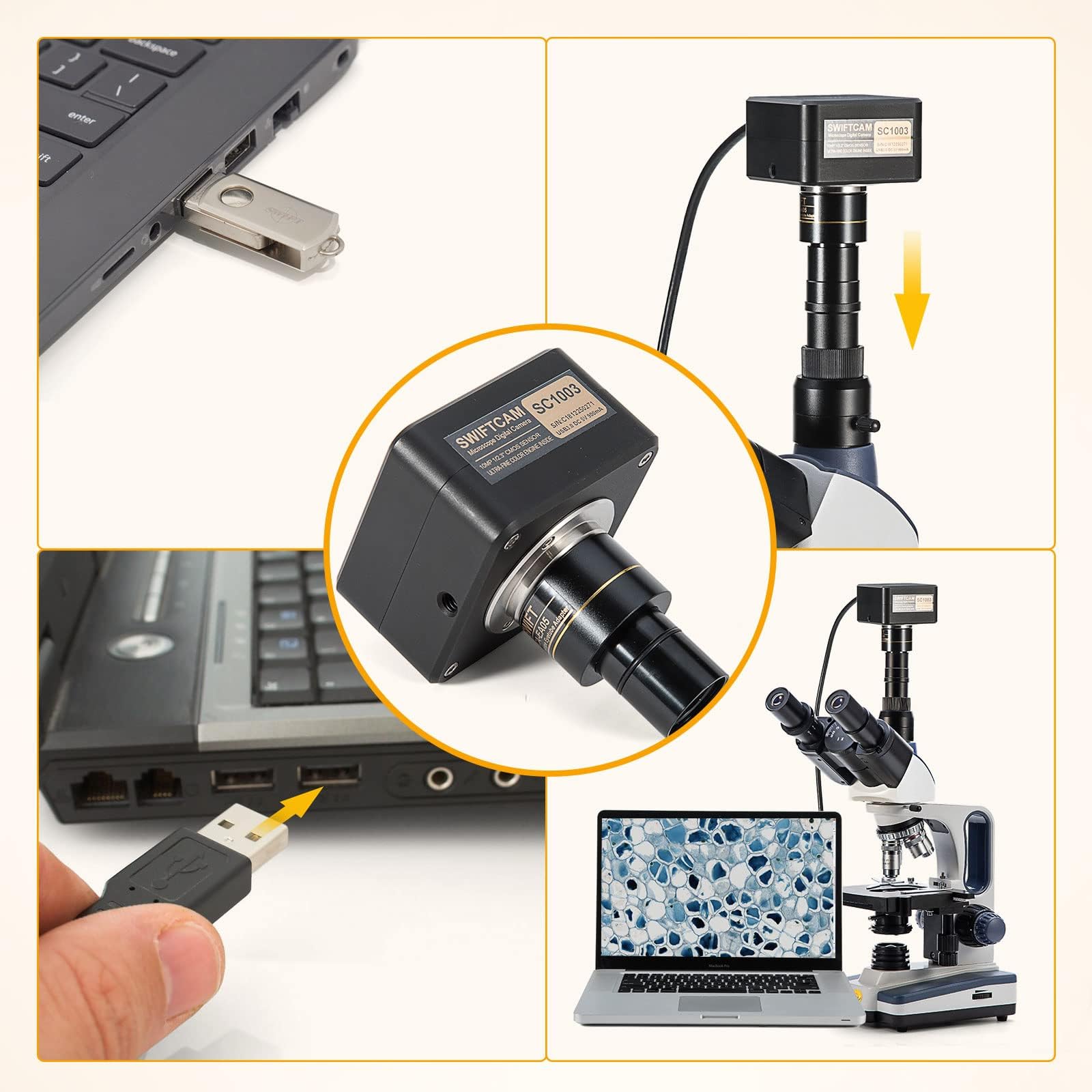 swiftcam-c-mara-10-mp-para-microscopio-con-usb-3-0-y-lente-reductora image 3