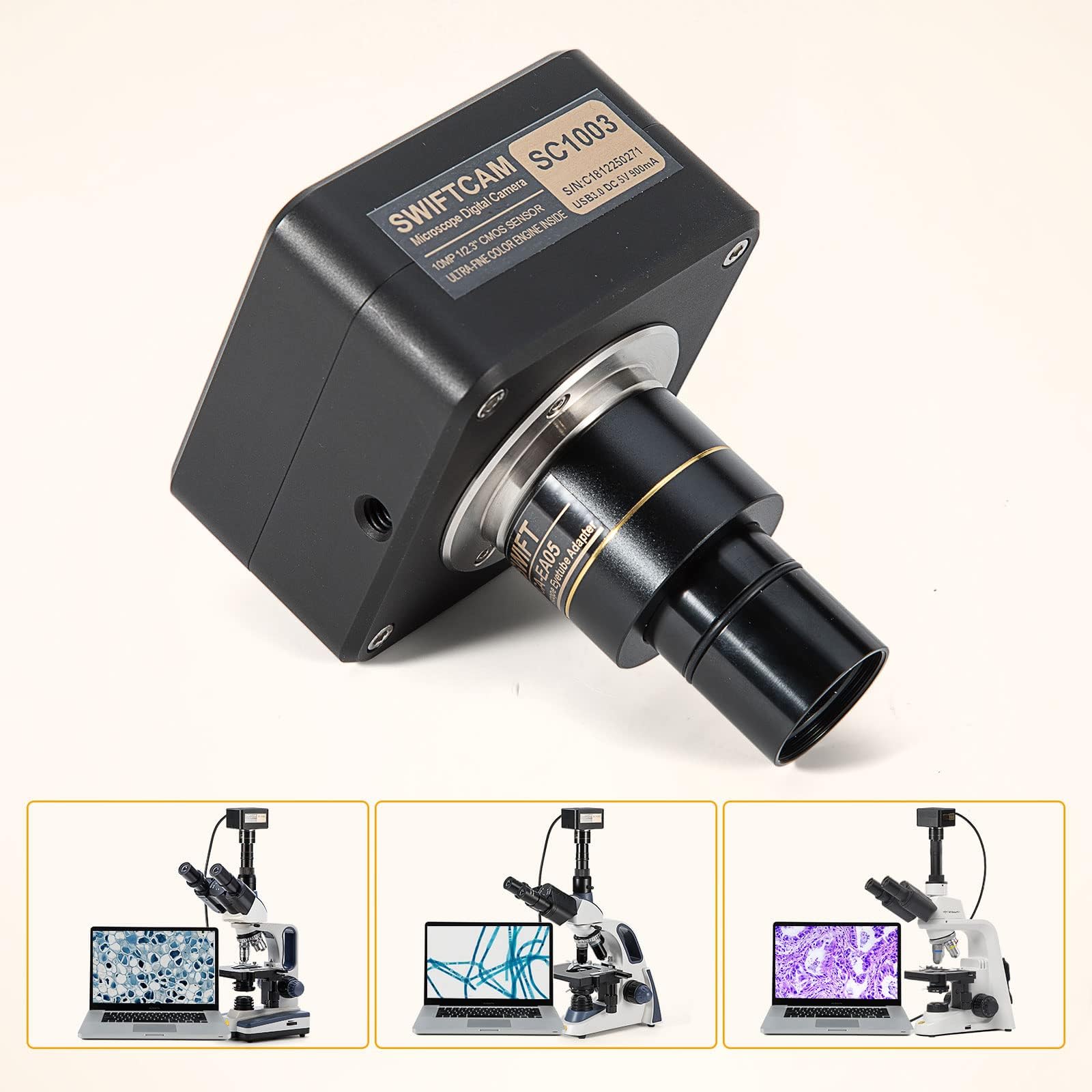 swiftcam-c-mara-10-mp-para-microscopio-con-usb-3-0-y-lente-reductora image 2